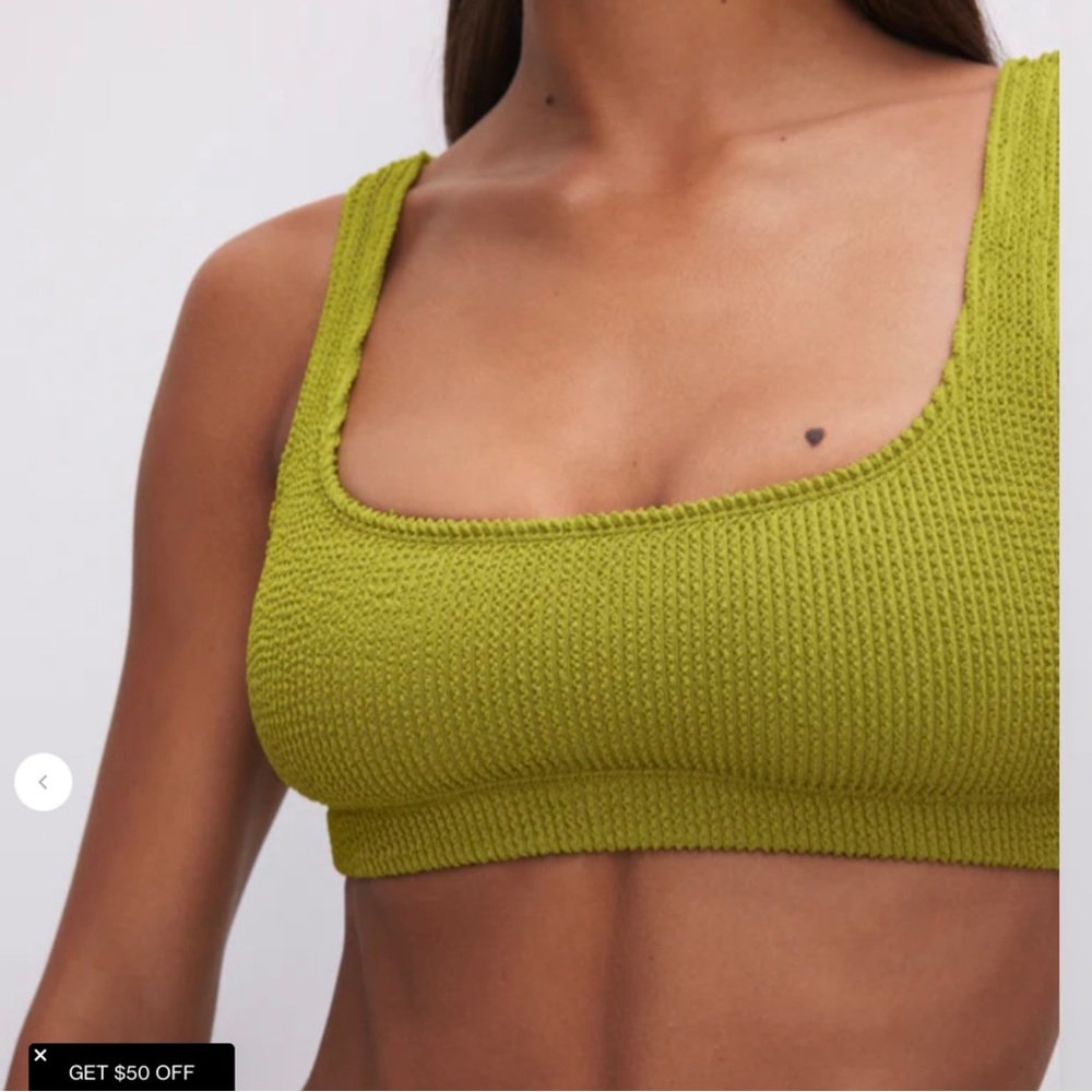 Good American BRAND NEW NWT green scoop bikini top swimsuit size small / medium